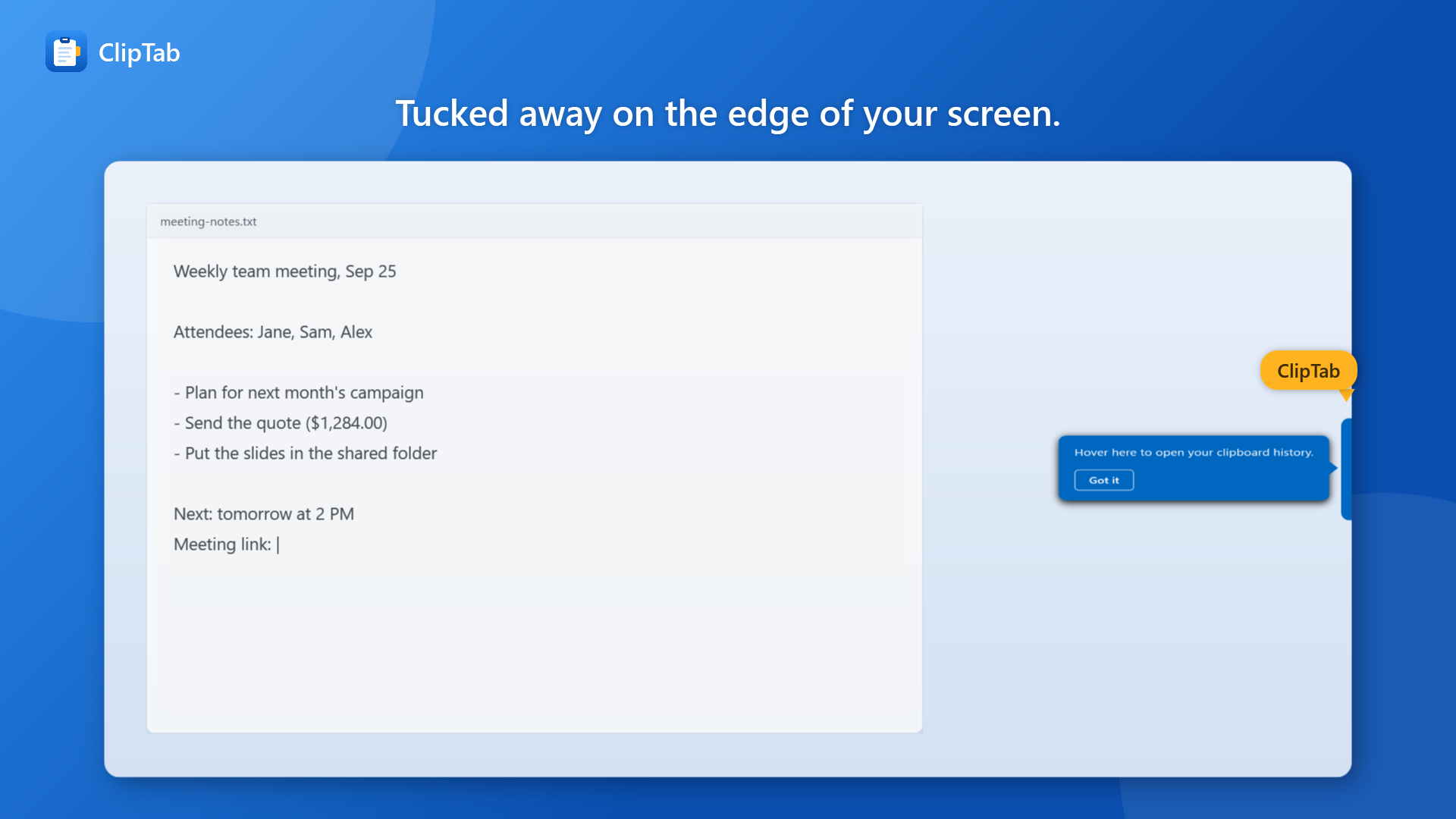 A small tab tucked away on the right edge of the screen